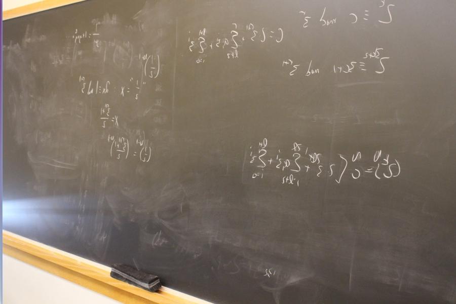 Chalkboard with scientific equations
